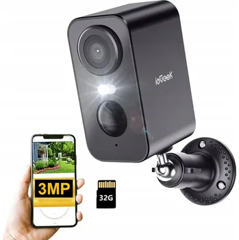 IP kamera Wifi Kamera na Baterie Bezdrátová 2K s Barevným Nočním Viděním a 32 GB