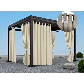 Pergola Venkovní zahradní závěs s poutky LISBOA světle béžová 155 cm x různé výšky (cena za 1 kus) MyBestHome Rozměr: 155x190 cm Poutka se suchými zipy