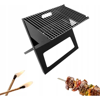Zahradní gril PŘENOSNÝ SKLÁDACÍ ZAHRADNÍ GRIL NA DŘEVĚNÉ UHLÍ V KUFRU 44X30CM