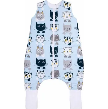 Spacák PULP BAMBOO Dětský spací pytel s ponožkami 2 TOG - Blue Cats - od 0,6m do 2,5r