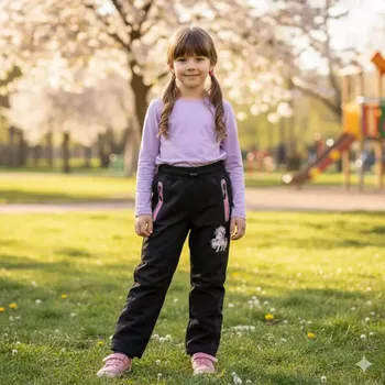 Dívčí oblečení Dívčí softshellové kalhoty nezateplené Kugo HK5300 černé