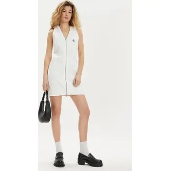 Dámské šaty Calvin Klein Jeans Džínové šaty J20J222782 Bílá Slim Fit M