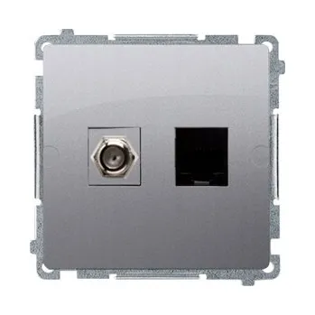 Elektrická zásuvka ANTÉNNÍ ZÁSUVKA TYPU F + RJ45 SIMON BASIC INOX