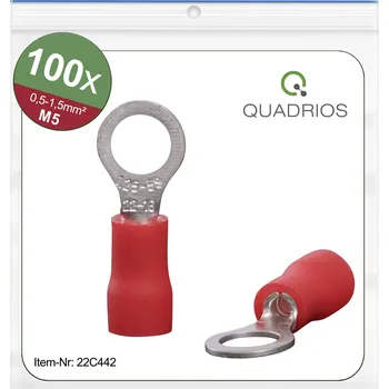 Kabelové oko Quadrios 22C442 kulaté kabelové oko Průřez (max.)=1.5 mm² Ø otvoru=5.3 mm částečná izolace červená 1 sada
