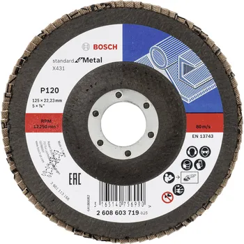 Brusný kotouč Bosch Accessories 2608603719 X431 vějířovitý brusný kotouč Průměr 125 mm Ø otvoru 22.33 mm Zrnitost 120 ocel 1 ks