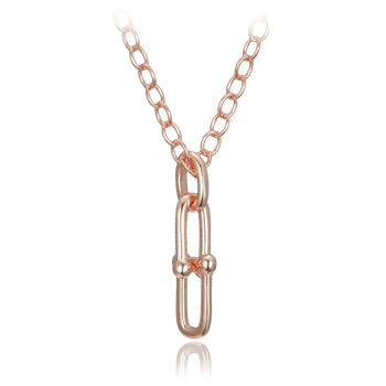 Náhrdelník Moonlit Stříbrný moderní náhrdelník oválné články pozlacený rose