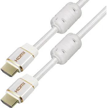 Audio kabel Maxtrack HDMI kabel Zástrčka HDMI-A, Zástrčka HDMI-A 1.50 m bílá C 216-1,5 L 4K UHD, stíněný, Audio Return Channel, pozlacené kontakty, s feritovým jádrem HDMI