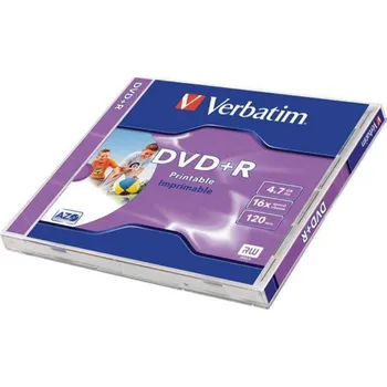 Optické médium Verbatim DVD+R printable 4,7 GB 16× wide inkjet jewel box