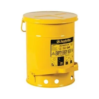 Odpadkový koš Justrite Nádoba na hořlavý odpad, Oily Waste Cans 900 Justrite flammable waste can 23L, Žlutá Překlápěcí víko Ocel