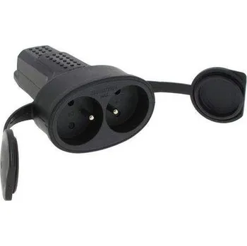 Elektrická zásuvka Instalační dvojzásuvka ORNO OR-AE-13117, přímá, pogumovaná, černá IP44
