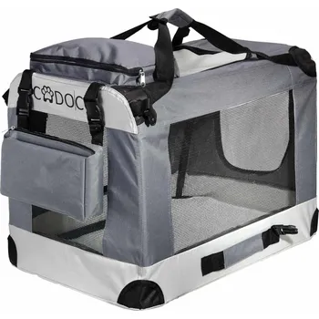přepravka pro zvíře Cadoca Skládací cestovní box pro psy L 70 x 52 x 50 cm šedý