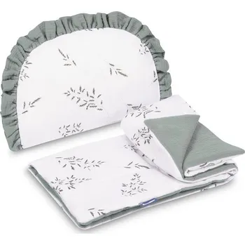 Povlečení Sensillo 2D sada do kočárku, postýlky, kolébky mušelín/bavlna Louka zelená khaki