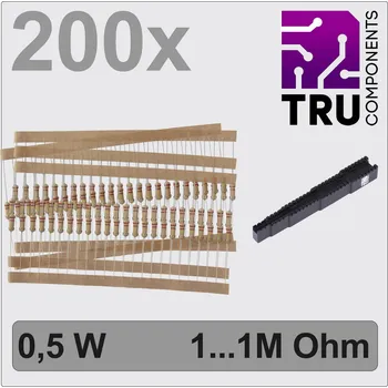Rezistor TRU COMPONENTS TC-12888484 T22P104 sada uhlíkových rezistorů axiální 0.5 W 5 procent 200 ks
