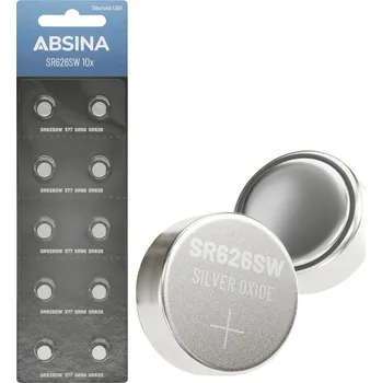 Článková baterie Absina knoflíkový článek 377 1.55 V 10 ks oxid stříbra