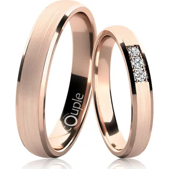 Prsten Snubní prsteny 4-3SCH9 Varianta kamene: Briliant VS F, Barva kovu: Růžové zlato