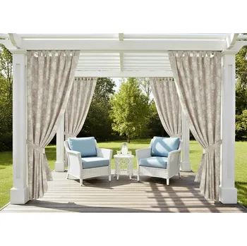 Pergola Venkovní vzorovaný zahradní závěs s poutky LUANDA 155x240 cm (cena za 1 kus) + dárek úvaz MyBestHome Poutka se suchými zipy