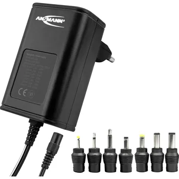 Ansmann 1201-0023 zásuvkový napájecí adaptér, nastavitelný, 12 V/DC, 9 V/DC, 7.5 V/DC, 6 V, 4.5 V/DC, 3 V, 1000 mA, 12 W