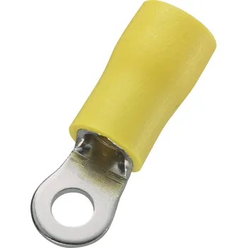 Kabelové oko TRU COMPONENTS 738406 kulaté kabelové oko Průřez (max.)=6 mm² Ø otvoru=10.5 mm částečná izolace žlutá 50 ks