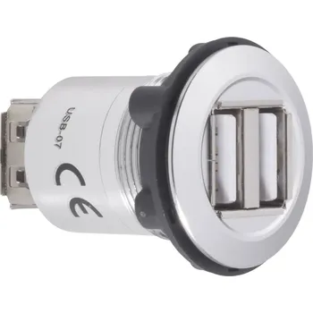 Elektrická zásuvka TRU COMPONENTS USB-07 Dvojitý USB vestavný konektor zásuvka, vestavná 2x USB zásuvka typ A ⇔ 2x zásuvka USB typ A Množství: 1 ks