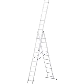 Žebřík Hliníkový žebřík 3x11 příček, třídílný výsuvný DRABEST DW3-11 PRO