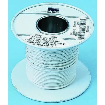 elektrický kabel Zapojovací vodič plocha průřezu 0,2 mm² 7/0,20 mm pramenů vodičů barva Žlutá 600 V 30m UL1015 24 AWG