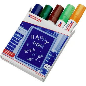 Edding 4090 4-4090099 křídový popisovač modrá, zelená, hnědá, světle zelená, neonově oranžová 4 mm, 15 mm