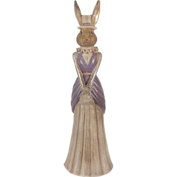 Noblesní vintage králičí dáma v šatech se zlatou patinou - 15*13*48 cm
