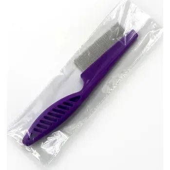 Kartáč pro zvířata Nerezový hřeben proti blechám pro psy a kočky | kartáč na srst - fialová , S 14CM