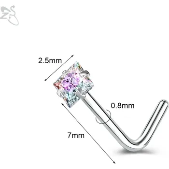 Piercing Ocelový piercing do nosu s krystaly | šperk - Styl 6 SRAB , 20G (0,8 mm)