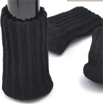 Potah na židli Měkké pletené návleky na židle | ochrana nábytku 4 ks - Černý