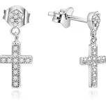 Stříbrné náušnice křížky s kamínky AGUP1176 Beneto