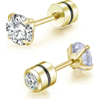 Náušnice Elegantní ocelové náušnice se zirkonem | šperk 2 ks - C-zlato bílá , 3mm