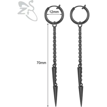 Náušnice Punk ocelové visací náušnice kříž | šperk 2 ks - 176 černá