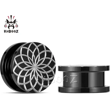 Piercing Ocelové tunely se šroubovacím vzorem | piercing 2 ks - Černý , 14mm