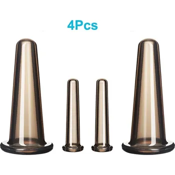 Masážní přístroj 4 ks Silikonové baňky proti celulitidě a vráskám | masážní pomůcka, péče o pleť - černá