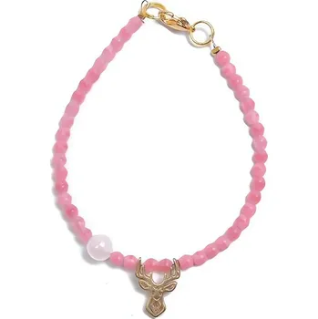 Šperk Růžový korálkový mini náramek s růženínem Deers