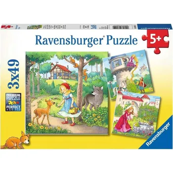 Puzzle Ravensburger Puzzle: Červená Karkulka a princezny 3 x 49 dílků