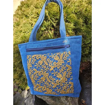 Kabelka Dámská taška z rifloviny s krajkou