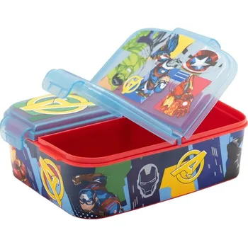 Svačinový box STOR Dělený plastový box na svačinu Avengers Seven Wonders, 80120