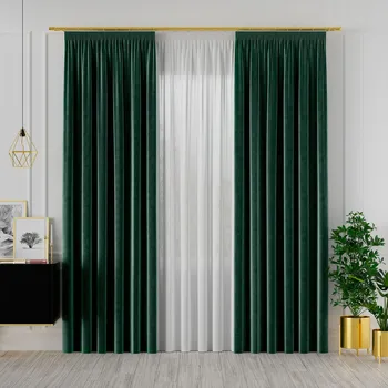 Dekorační závěs s řasící páskou VELVINO color 012 smaragdová šířka 140 cm x výška různé rozměry (cena za 1 kus) MyBestHome Rozměr: 140x260 cm