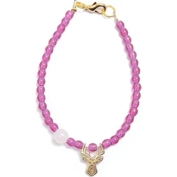 Šperk Fialový korálkový mini náramek s růženínem Deers