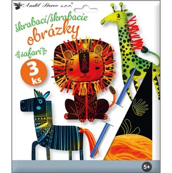 vyškrabávací obrázek Sada škrabacích obrázků s doplňky Safari 19 x 22 cm