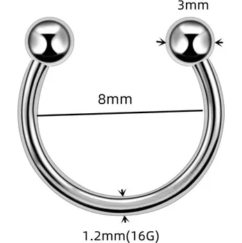 Piercing Ocelový septum kroužek clicker | piercing šperk - 14 , stříbrná barva