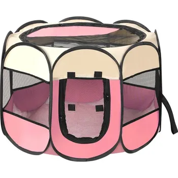 klec pro psa Skládací ohrádka pro psy a kočky | chovatelské doplňky - Růžová béžová , 91x91x58cm