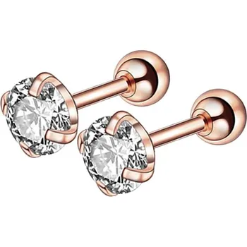 Náušnice Elegantní ocelové náušnice se zirkonem | šperk 2 ks - D-Růžové zlato Bílá , 4mm