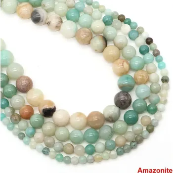 Náramek Korálky z přírodního kamene 4–10 mm | šperky - Amazonit , 4mm 85-92 ks