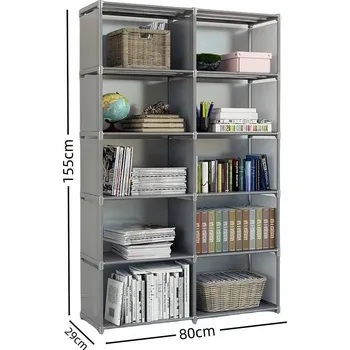 Knihovna Praktický dětský úložný regál na knihy | knihovna - 2 řady 6 vrstev šedé