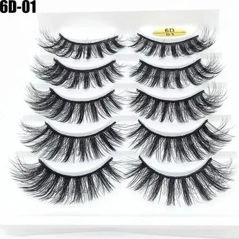 Přírodní 3d umělé řasy | kosmetické doplňky 10 ks - 6D-01