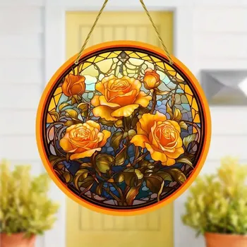 Růžová akrylová závěsná květina | bytová dekorace - 4 , 15x15cm-5,9x5,9in