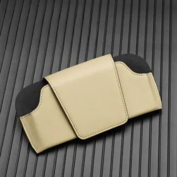 Pouzdro na brýle Elegantní kožené pouzdro na brýle do auta | držák - Béžová-hladká